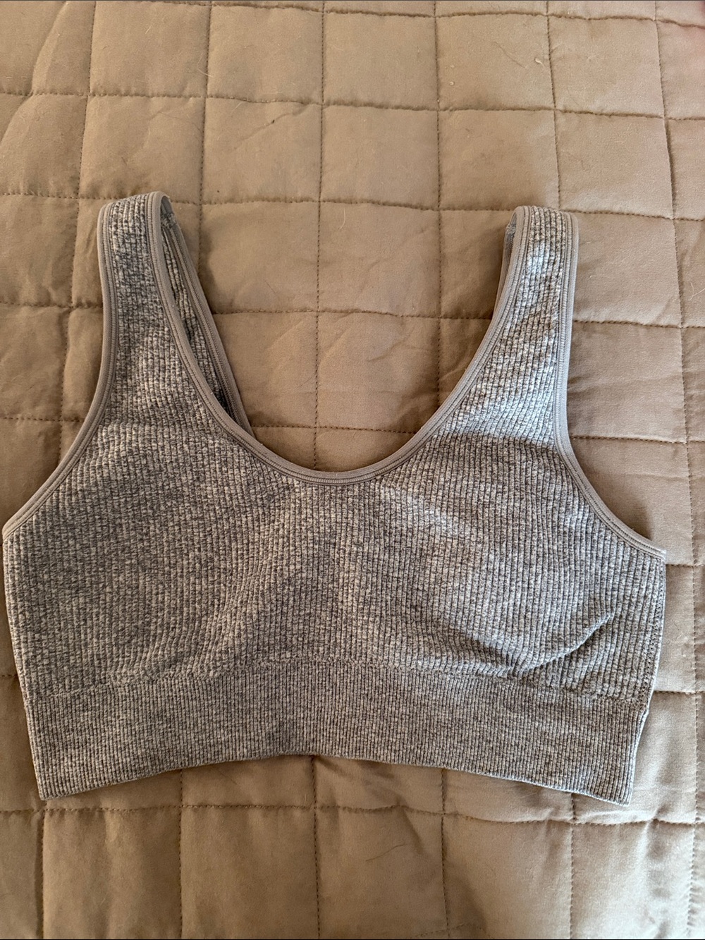 aerie Ribbed Gray Sports Bralette